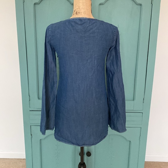 Zara Navy Denim Top. Small - Picture 2 of 12